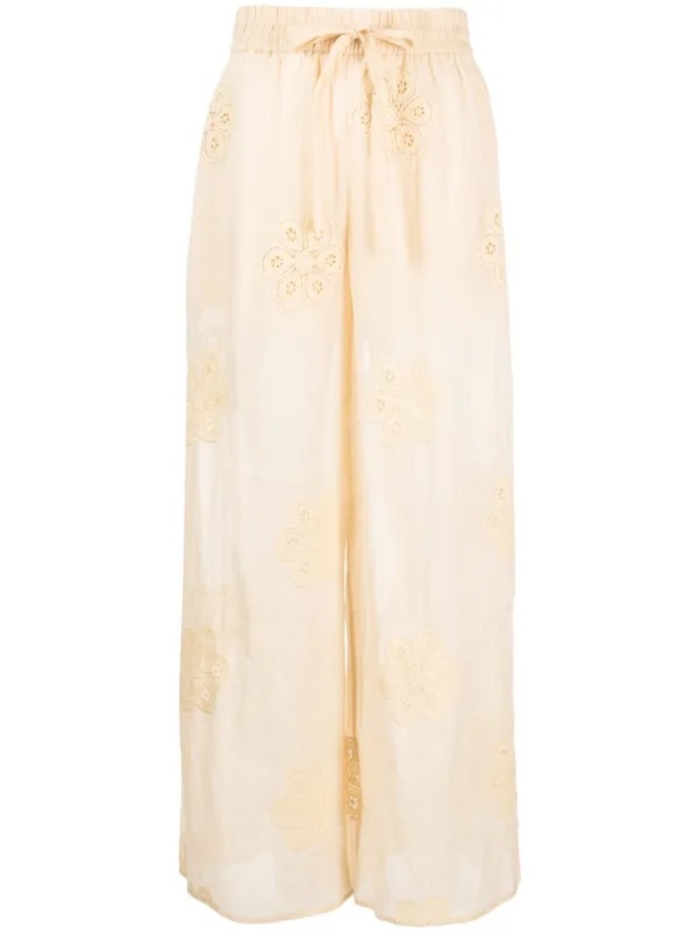 ZIMMERMANN Acadian Yellow Floral Embroidered Ramie Trousers